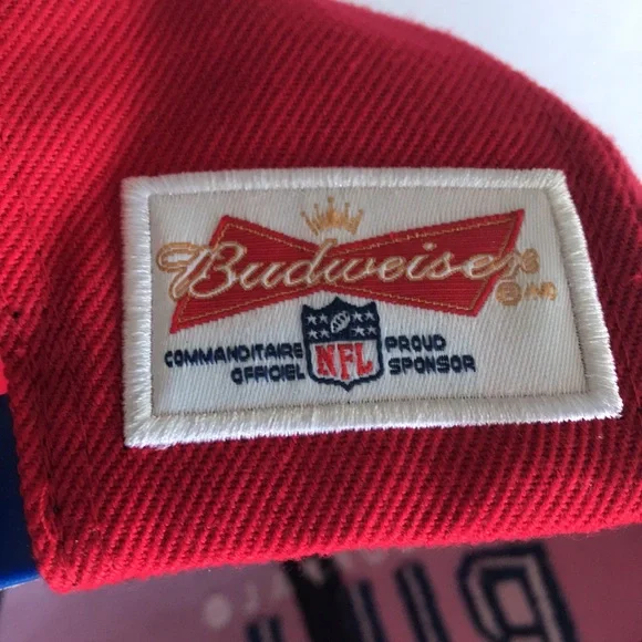 🌟SOLD🌟Buffalo Bills Mens Red And Blue NFL Budweiser Adjustable Baseball Hat - Picture 5 of 12